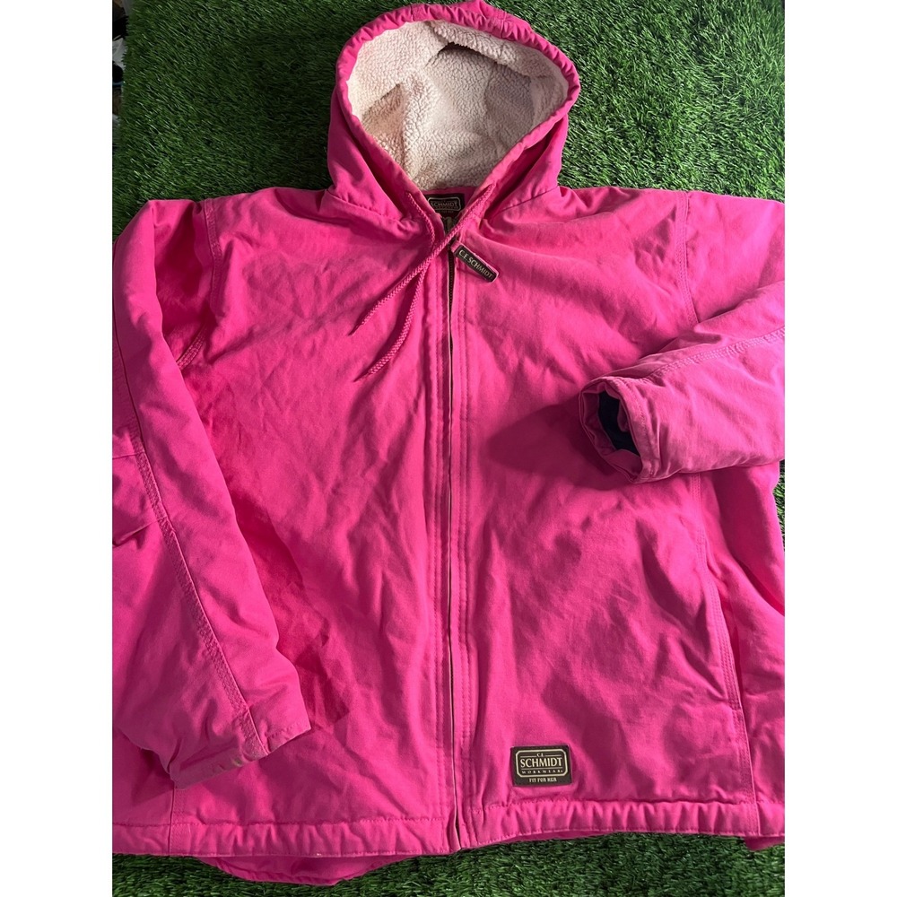 Schmidt Workwear Fit For Her Pink Sherpa Lined Canvas Hooded Jacket 2XL Womens